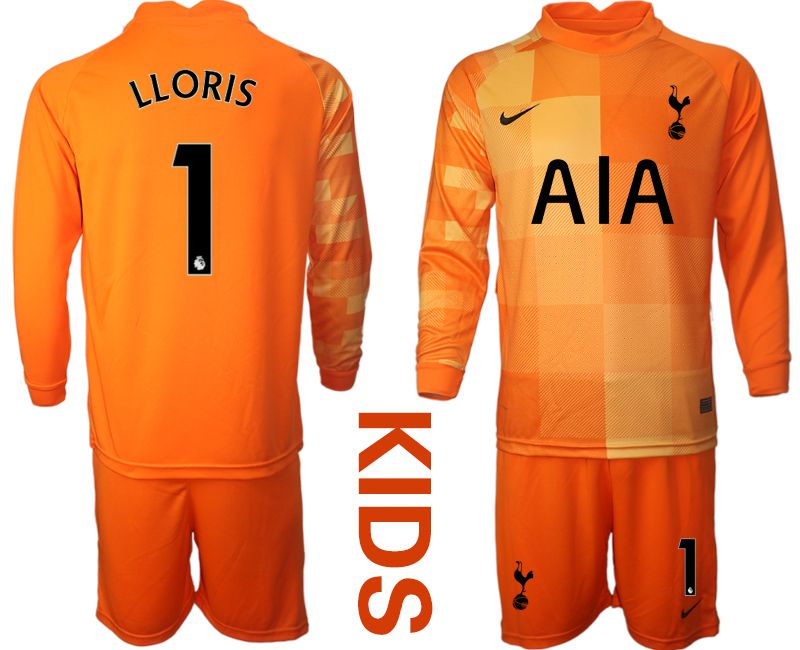 Youth 2021-2022 Club Tottenham Orange red goalkeeper long sleeve #1 Soccer Jersey